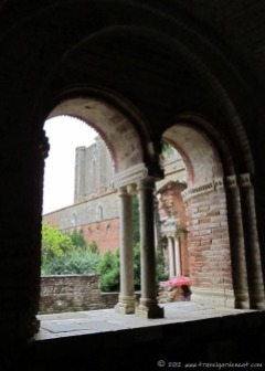 Archways framing the abbey