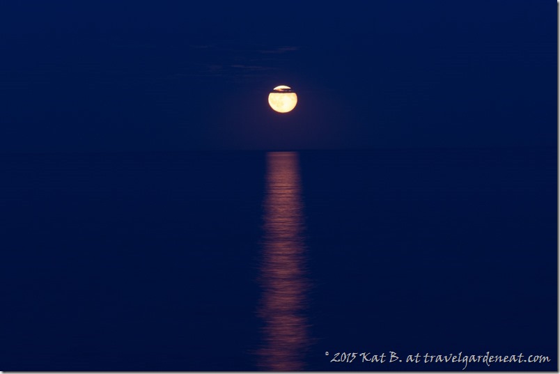 Waning Blue Moon over Lake Superior, 8/1/15